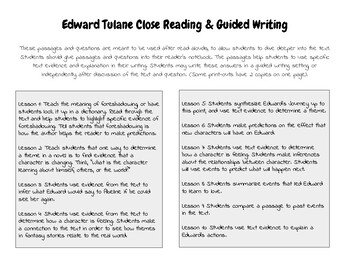 Preview of The Miraculous Journey of Edward Tulane Close Reading