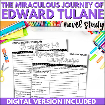 Preview of The Miraculous Journey of Edward Tulane Novel Study & Comprehension Questions