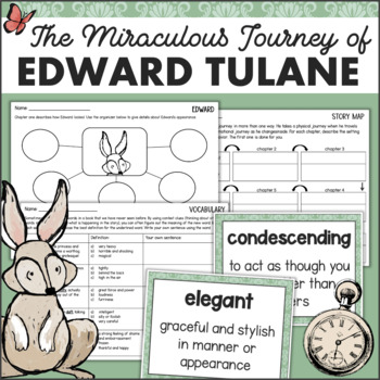 Preview of The Miraculous Journey of Edward Tulane Novel Study Character Traits Vocabulary