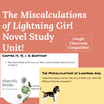 Preview of The Miscalculations of Lightning Girl by Stacy McAnulty Novel Study Unit 