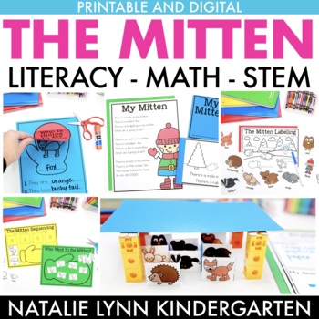 Preview of The Mitten Book Companion Activities Kindergarten Crafts Literacy Math STEM