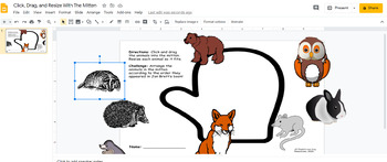 Preview of The Mitten -- Click, Drag, and Resize Practice in Google Slides