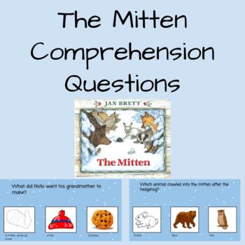 Preview of The Mitten Comprehension Questions Book Companion Google slides- Remote Learning