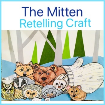 Preview of The Mitten Retelling Art and Craft Activity. Cut and Torn Paper Winter Collage.