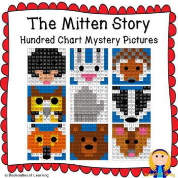 Preview of The Mitten Story Woodland Animals Hundred Chart Mystery Pictures