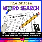 The Mitten Word Search Puzzle .  Literacy Centers , Sub Pl