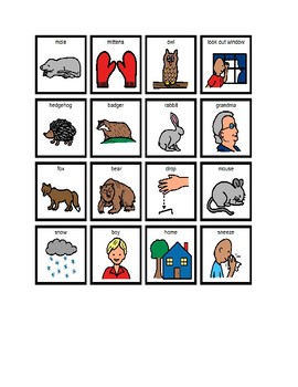 Preview of The Mitten bingo/comprehension/sequencing