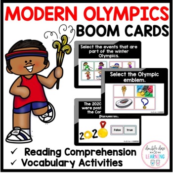 Preview of The Modern Olympic Games BOOM CARDS™ for Distance Learning (digital task cards)