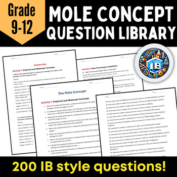 Preview of The Mole Concept - IB style question bank: Calculations for Assessment Questions