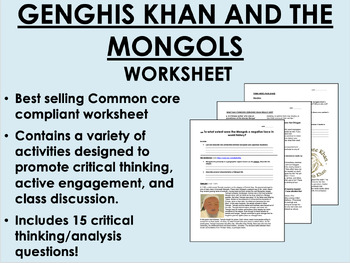 Preview of Genghis Khan and the Mongols worksheet - Global/World History