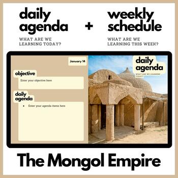 Preview of The Mongol Empire Themed Daily Agenda + Weekly Schedule for Google Slides