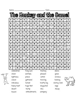 The Monkey and the Camel Word Search by Learning is Lots of Fun | TPT