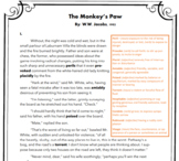 The Monkey's Paw Foreshadowing and Vocabulary Lesson