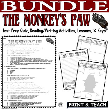 Preview of The Monkey's Paw Quiz Activities Short Stories Comprehension Lesson Test Prep