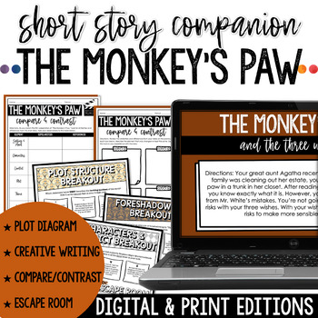 Preview of The Monkey’s Paw by W.W. Jacobs Short Story Activities & Escape Room BUNDLE