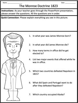The Monroe Doctrine 1823: PowerPoint Guided Notes Processing Activity