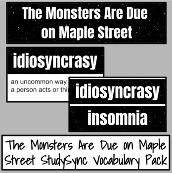 Preview of The Monsters Are Due on Maple Street StudySync Vocabulary Pack