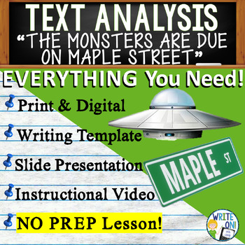 Preview of The Monsters Are Due on Maple Street- Text Based Evidence  Text Analysis Writing