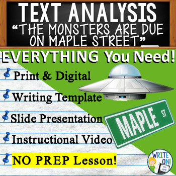 Preview of The Monsters are Due on Maple Street - Text Based Evidence Text Analysis Writing