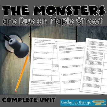 Preview of The Monsters are Due on Maple Street Twilight Zone Teleplay Complete Unit Pack
