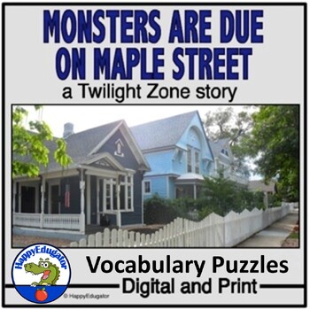 Preview of The Monsters are Due on Maple Street Vocabulary Word Search and Crossword Puzzle