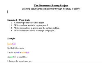 Preview of The Montessori Poetry Project - Digital