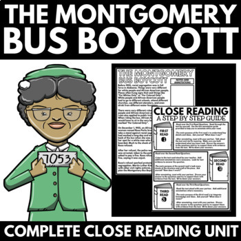 Preview of The Montgomery Bus Boycott - Black History Month Close Reading - Rosa Parks