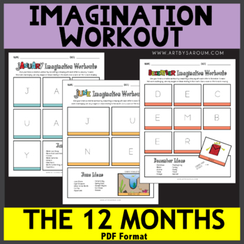 Preview of The 12 Months Imagination Workout Creativity and Doodle Prompts