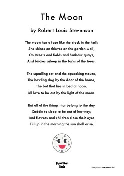 The Moon - A poem by Robert Louis Stevenson by Pure Star Kids | TPT