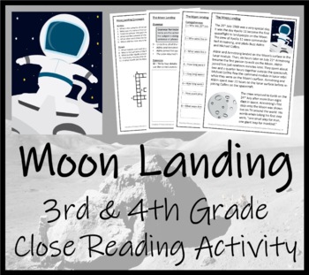 Preview of The Moon Landing Close Reading Comprehension Activity | 3rd Grade & 4th Grade