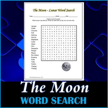 Preview of The Moon - Lunar Science Word Search Puzzle
