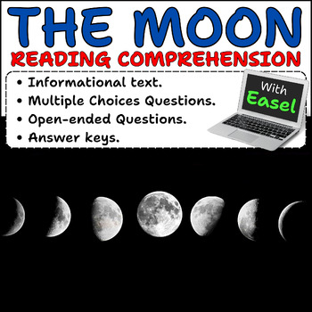 Preview of The Moon reading comprehension passages and questions 3rd grade + Easel