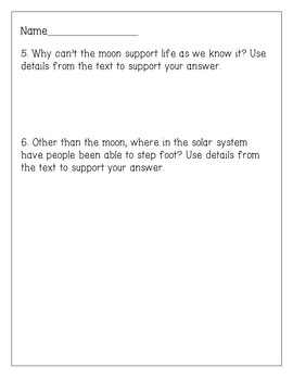 The Moon and Its Phases Reading Comprehension Activity by Lynnspirations