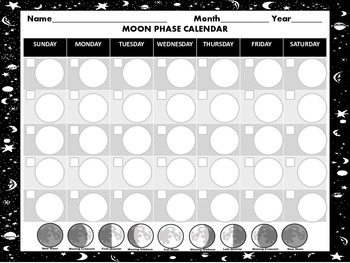 Moon Phase Calendar And Sun Earth Moon Fact Cards By Spinning Scientist