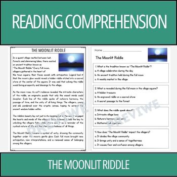 Preview of The Moonlit Riddle - Reading Comprehension Activity (Levels J,K,L,and M)