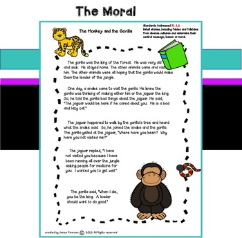 The Moral: Stories and Fables 2nd Grade by Janice Pearson | TpT