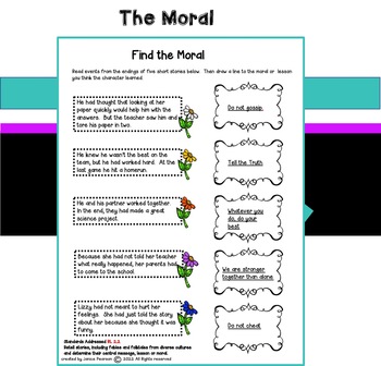 The Moral: Stories and Fables 2nd Grade by Janice Pearson | TpT