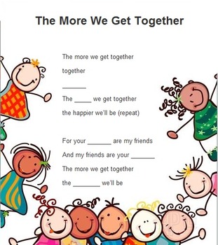 Preview of The More We Get Together Song Worksheet