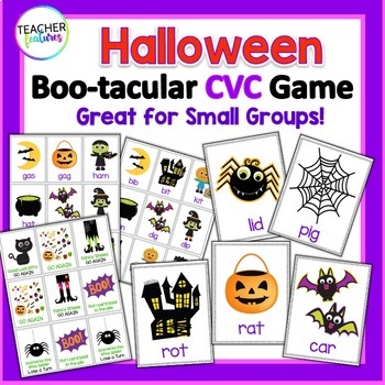 Preview of HALLOWEEN CVC Short Vowels PHONICS LITERACY GAME CENTERS 1st & 2nd Grade