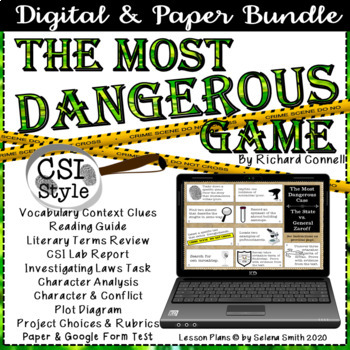 Preview of The Most Dangerous Game Unit - CSI Style, Test, Plus Much More - Digital & Paper