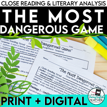 Preview of The Most Dangerous Game Close Reading Assignment - PRINT & DIGITAL