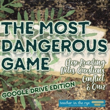 Preview of The Most Dangerous Game Close Reading Mini Unit with Quiz for Google Drive™ 