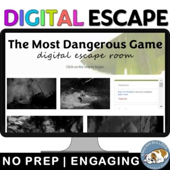 Preview of The Most Dangerous Game Digital Escape Room Review Activity