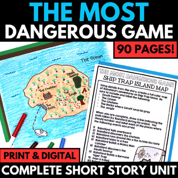 Preview of The Most Dangerous Game Activities  - Short Story Unit - Questions - Map Project