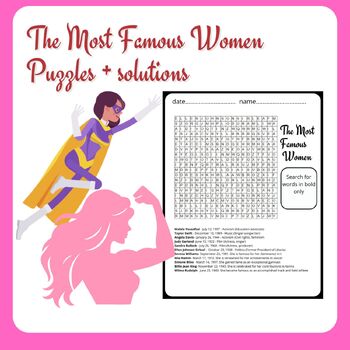 Preview of famous women word search puzzles