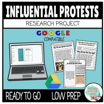 Preview of The Most Influential Protests: Research Project: Distance Learning (Google)