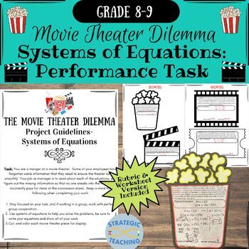 Preview of The Movie Theater Dilemma- Systems of Equations- Performance Task