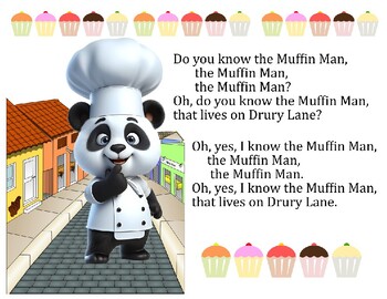Preview of The Muffin Man Rhyme with shapes, PDF printable download, color