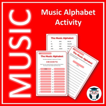Preview of The Music Alphabet - 2 FREE Worksheets