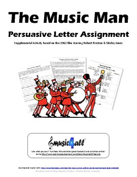 Preview of The Music Man Persuasive Letter Assignment